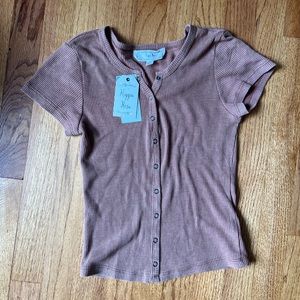 Hippie Rose short sleeve shirt, NWT, rose colored